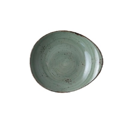 Rustic verde oscuro pebble plato 25,5x21,5cm